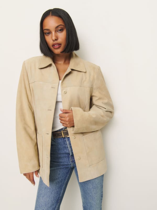 Veda Lincoln Suede Shirt Jacket - Oat Distressed